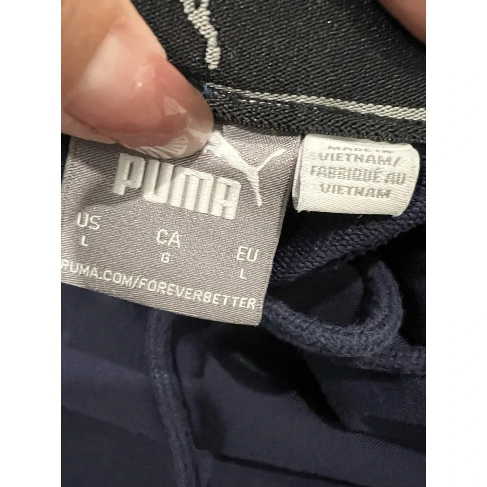 PUMA Men's Track Pants Navy Blue Gray Athletic Joggers Size L